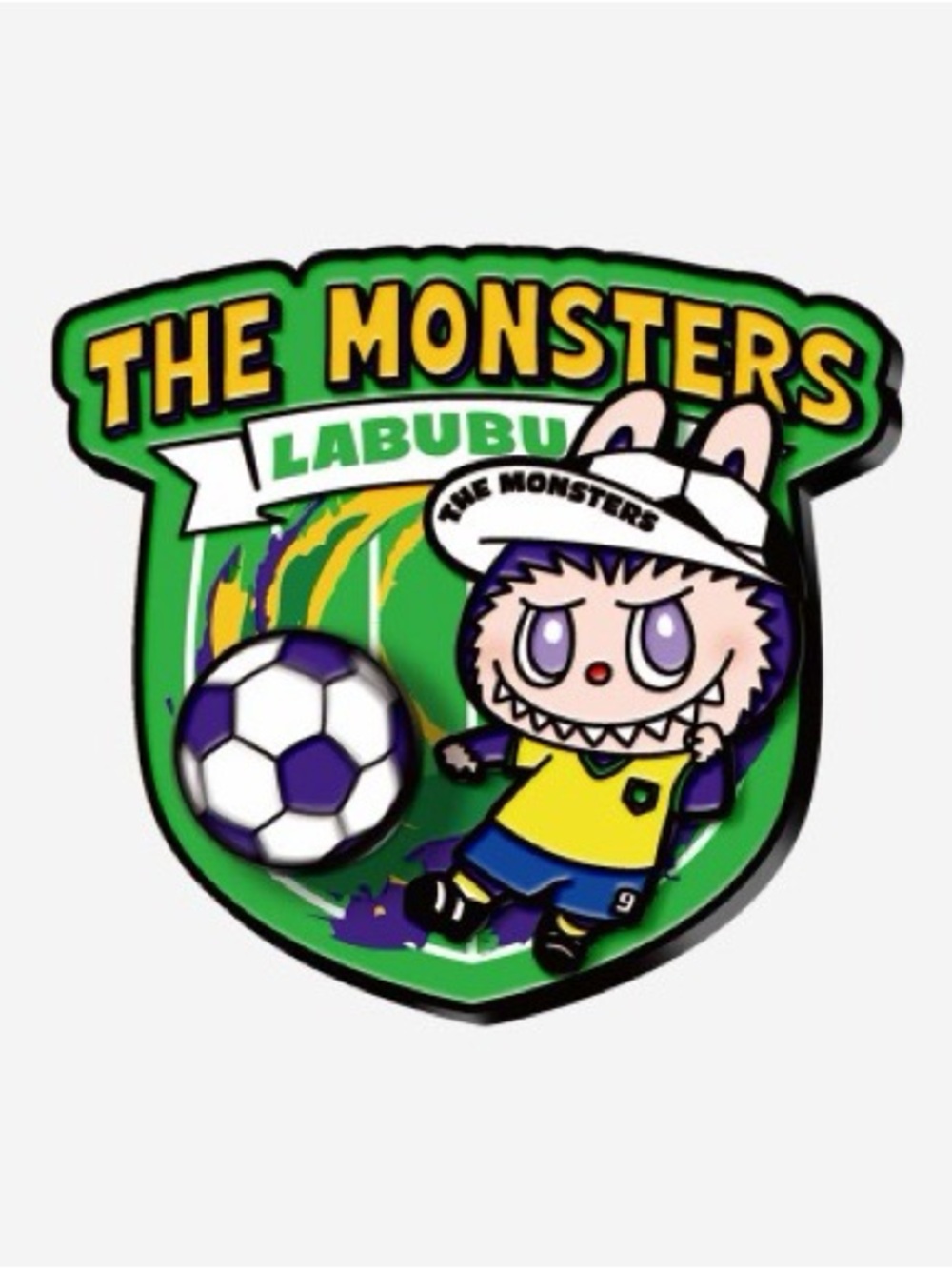 POP MART The Monsters Labubu Soccer Enamel Pin - Yellow & Green (FIFA2024)